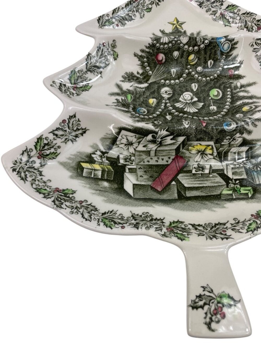 Johnson Bros Merry Christmas Tree-Shaped 3-Part Relish Serving Dish Festive - Picture 5 of 12